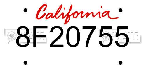 8F20755 California License Plate