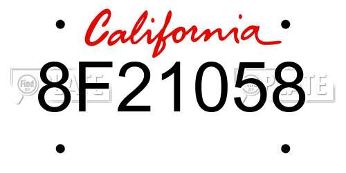 8F21058 California License Plate