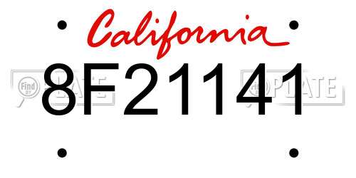 8F21141 California License Plate