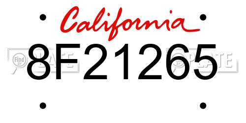 8F21265 California License Plate