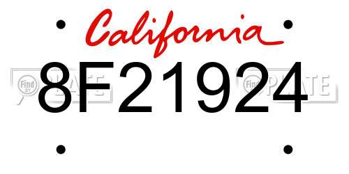 8F21924 California License Plate