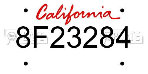 8F23284 California License Plate