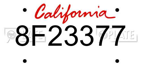 8F23377 California License Plate