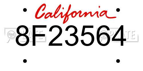 8F23564 California License Plate