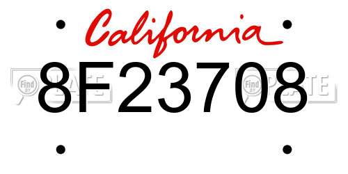 8F23708 California License Plate