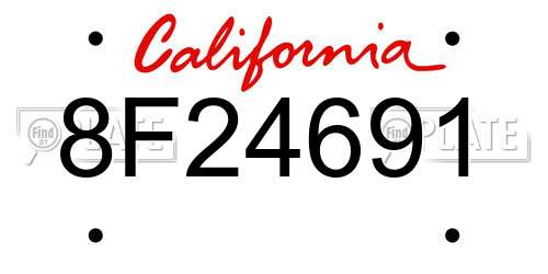 8F24691 California License Plate
