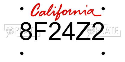 8F24Z2 California License Plate
