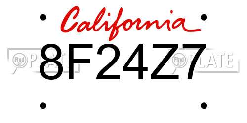 8F24Z7 California License Plate