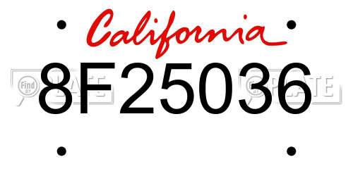 8F25036 California License Plate