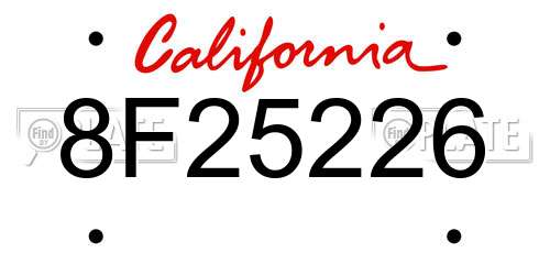 8F25226 California License Plate