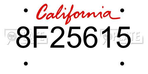 8F25615 California License Plate