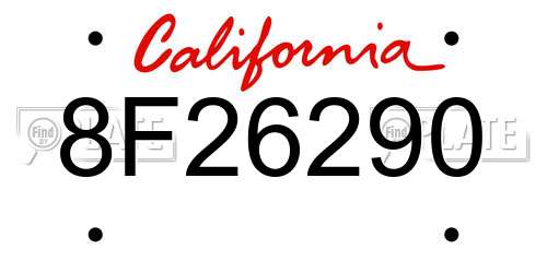 8F26290 California License Plate