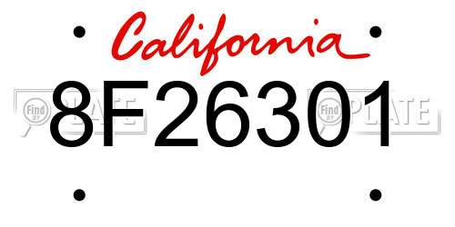 8F26301 California License Plate