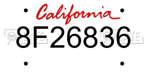 8F26836 California License Plate