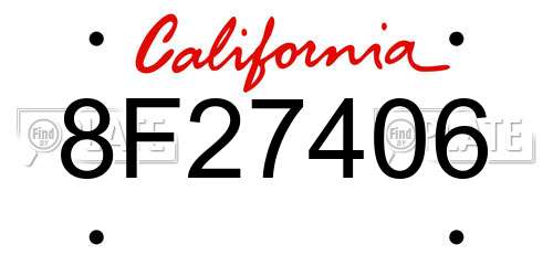 8F27406 California License Plate