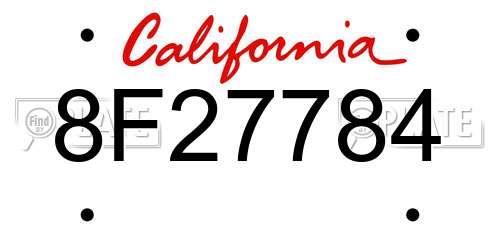 8F27784 California License Plate