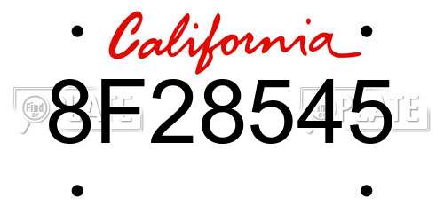 8F28545 California License Plate