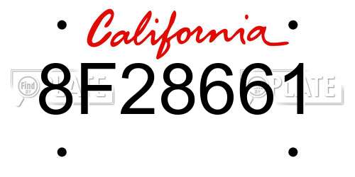 8F28661 California License Plate