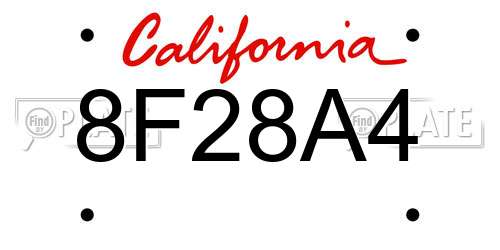 8F28A4 California License Plate