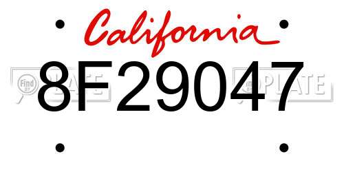 8F29047 California License Plate
