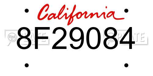8F29084 California License Plate