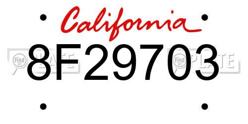 8F29703 California License Plate