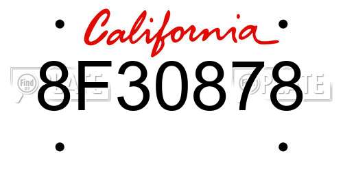 8F30878 California License Plate