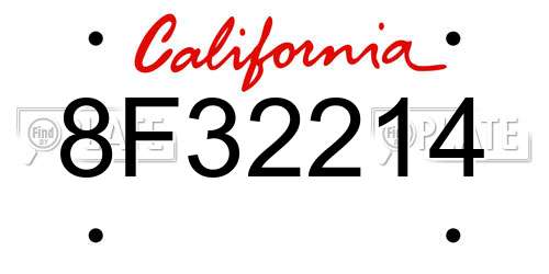 8F32214 California License Plate