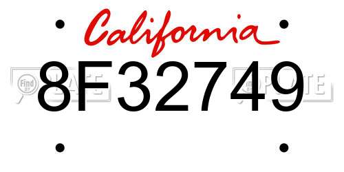 8F32749 California License Plate