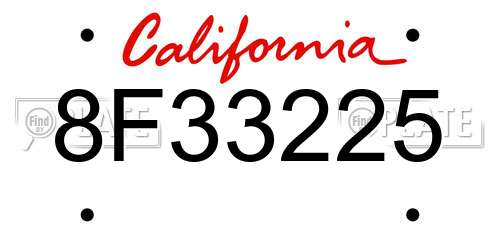 8F33225 California License Plate