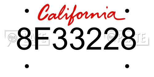 8F33228 California License Plate