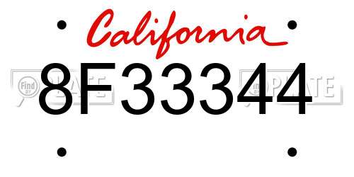8F33344 California License Plate