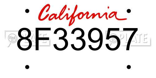 8F33957 California License Plate