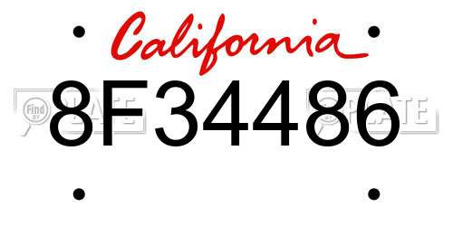 8F34486 California License Plate