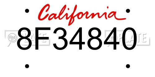 8F34840 California License Plate