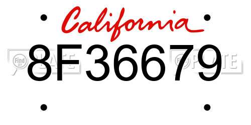 8F36679 California License Plate