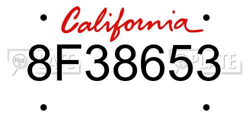 8F38653 California License Plate