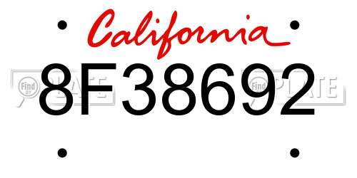 8F38692 California License Plate