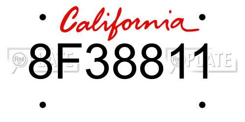 8F38811 California License Plate