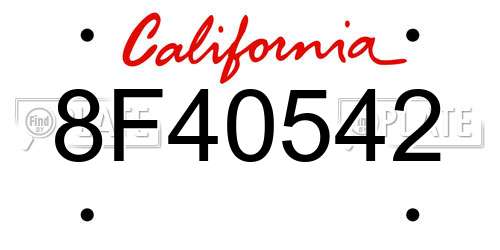 8F40542 California License Plate