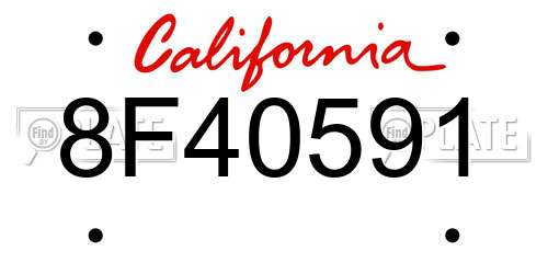8F40591 California License Plate