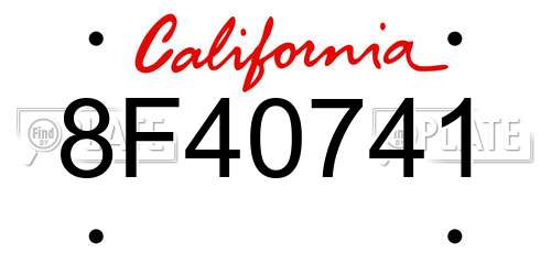 8F40741 California License Plate