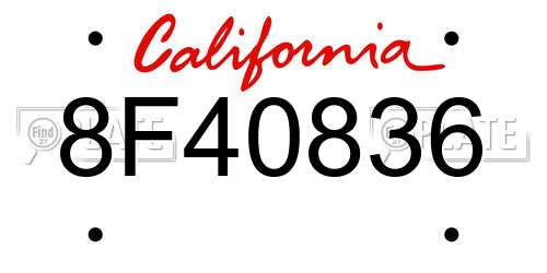 8F40836 California License Plate