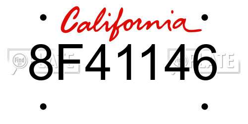 8F41146 California License Plate