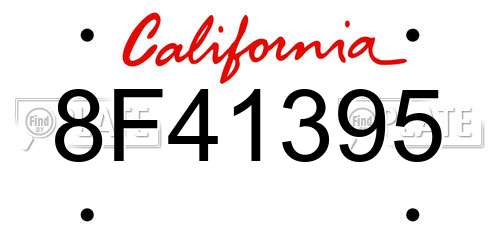 8F41395 California License Plate