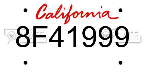 8F41999 California License Plate