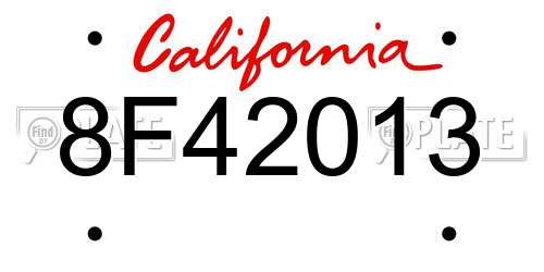 8F42013 California License Plate