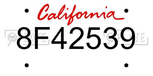 8F42539 California License Plate