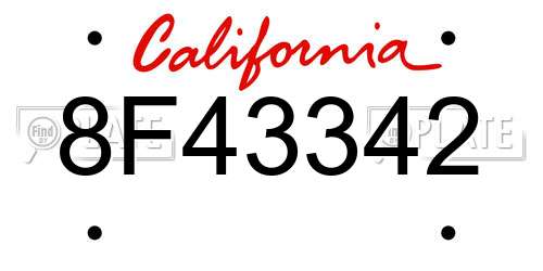 8F43342 California License Plate