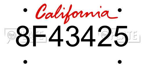 8F43425 California License Plate